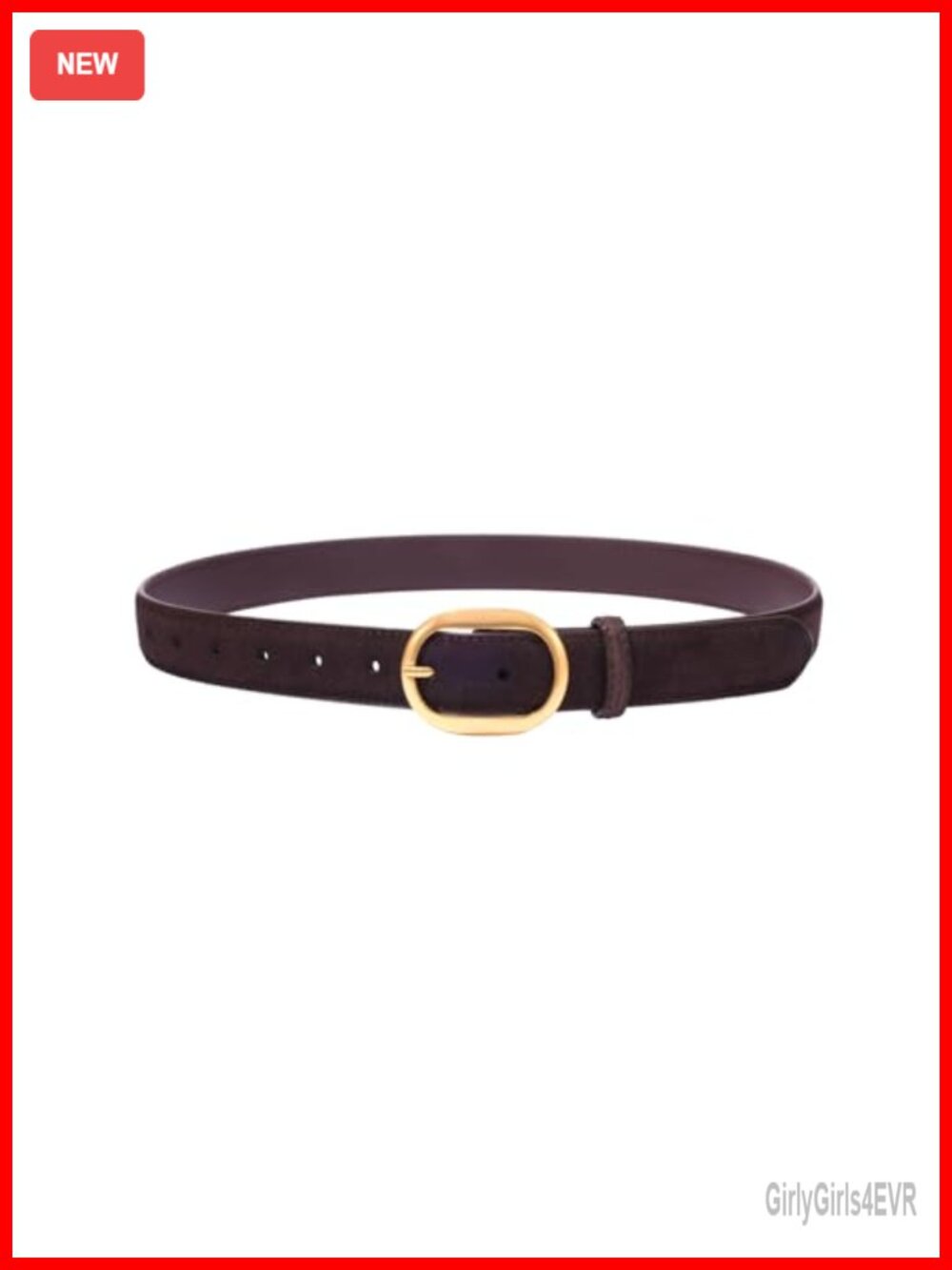 Genuine Suede Leather Wide Belt with Gold Buckle for Women